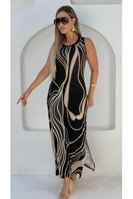 171174 - Vestido Longo Ramany Estampa Abstrata